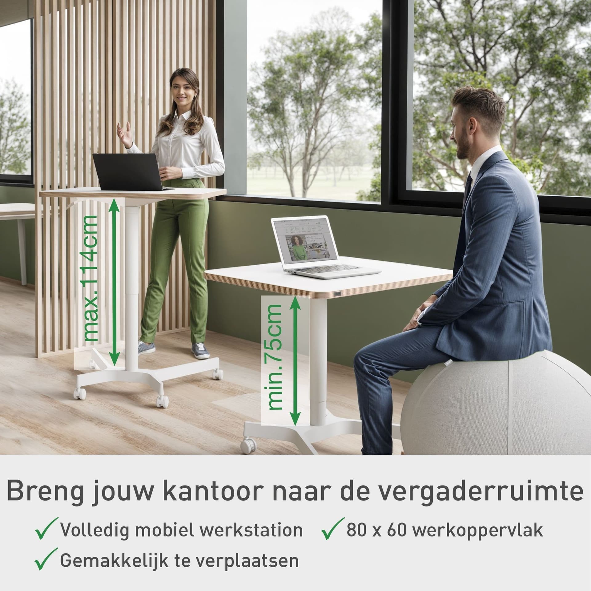 Zit-sta bureau Leitz Ergo compact wielen 5