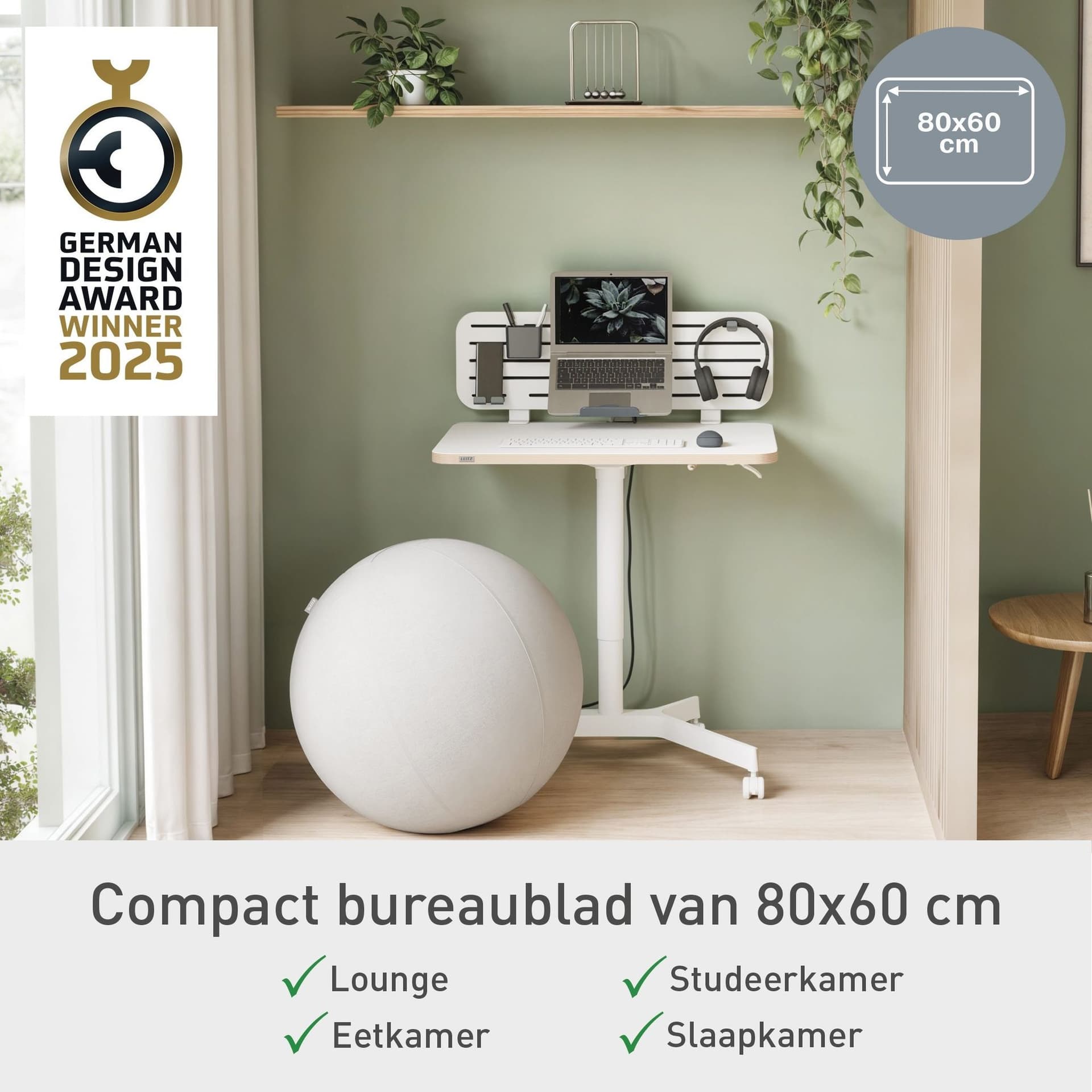 Zit-sta bureau Leitz Ergo compact wielen 6
