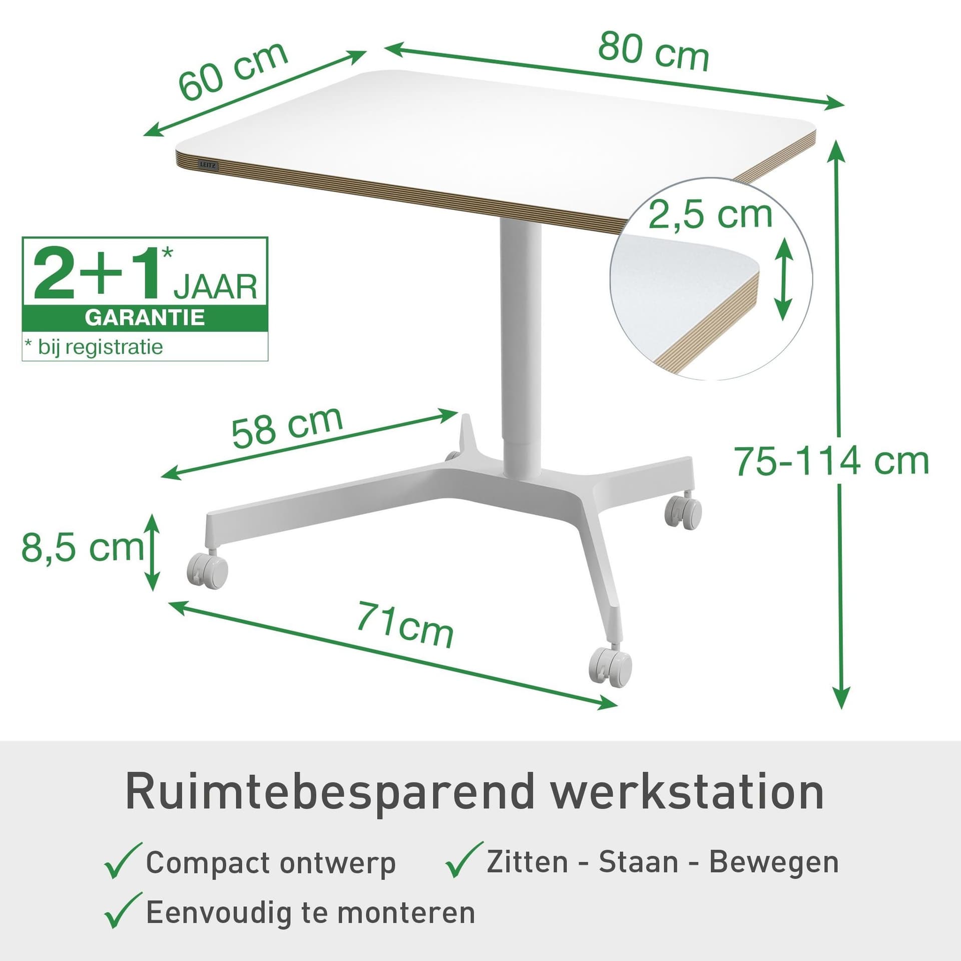 Zit-sta bureau Leitz Ergo compact wielen 4