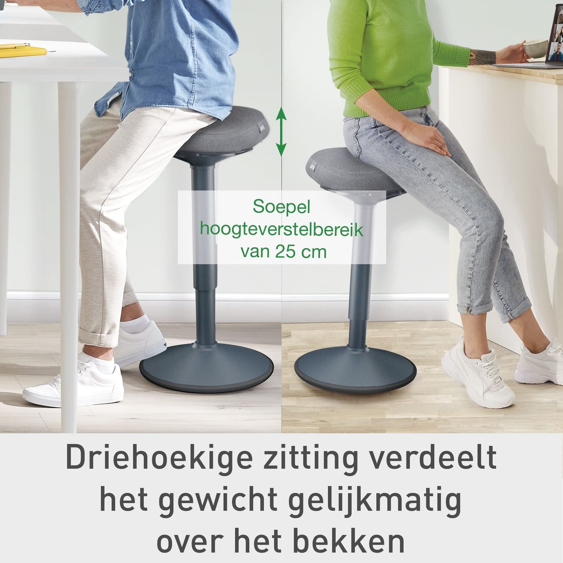 Actieve zit-stakruk Leitz Ergo met gasveer 57-82cm zwart 6