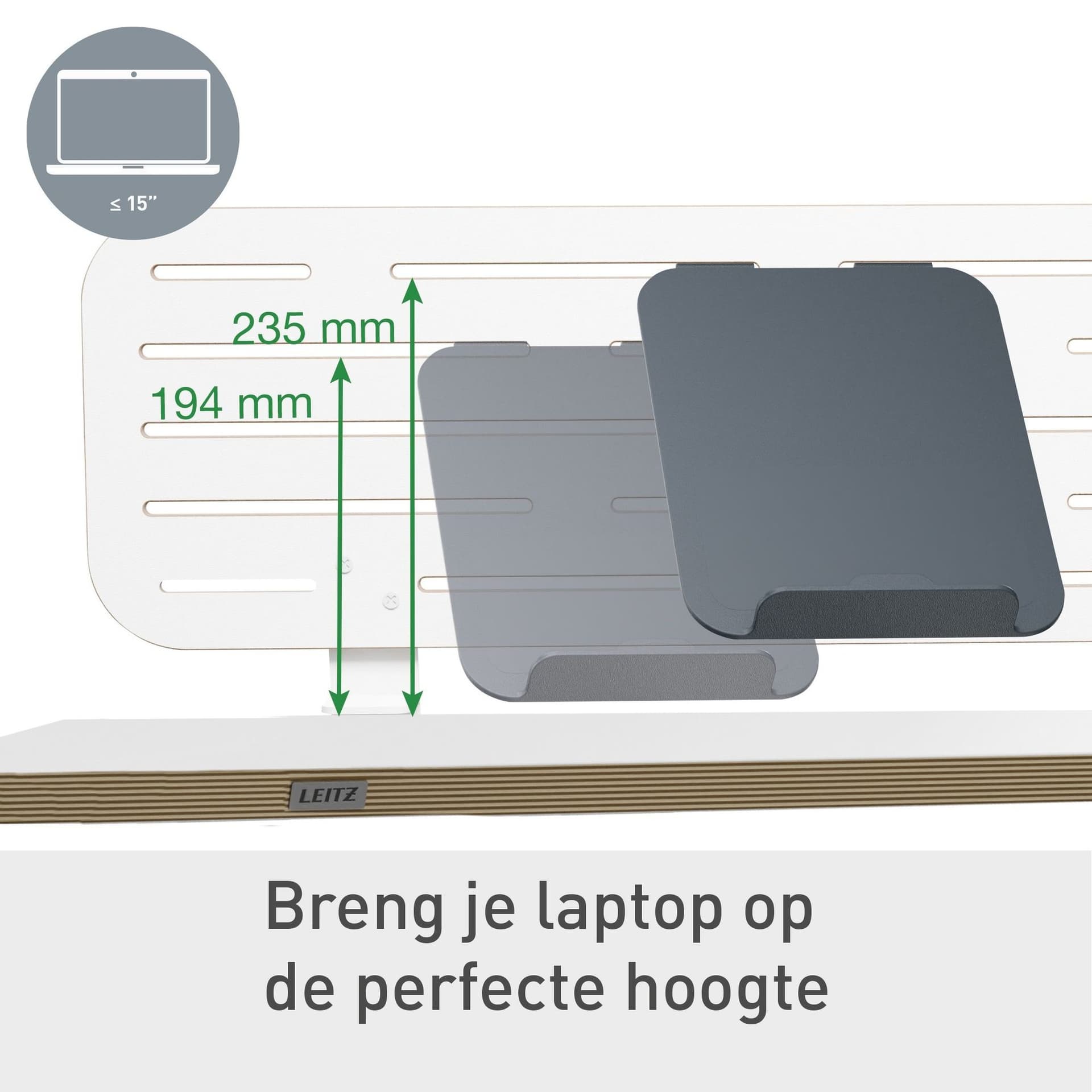 Bureau ophangbord Leitz Ergo met laptophouder 3