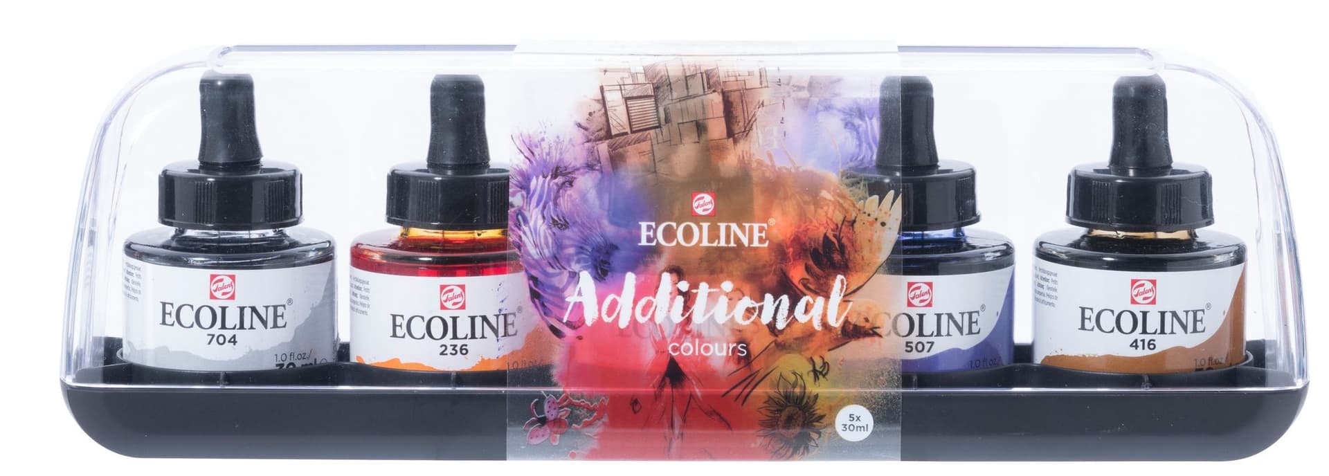 Inkt Talens Ecoline met pipet additional set à 5 ass