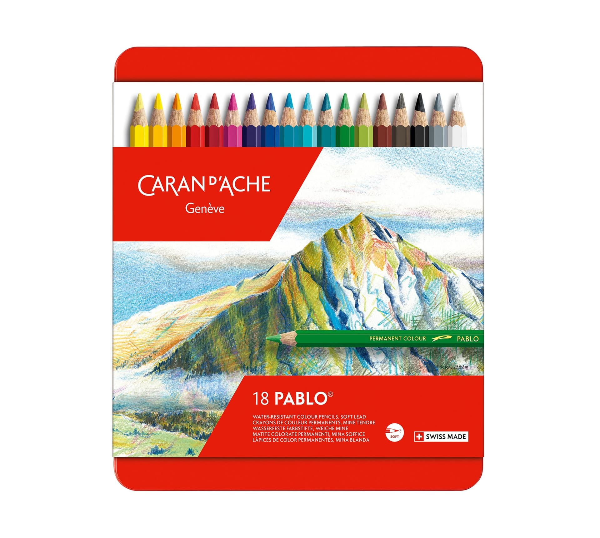 Kleurpotloden Caran d'Ache Pablo assorti blik à 18stuks