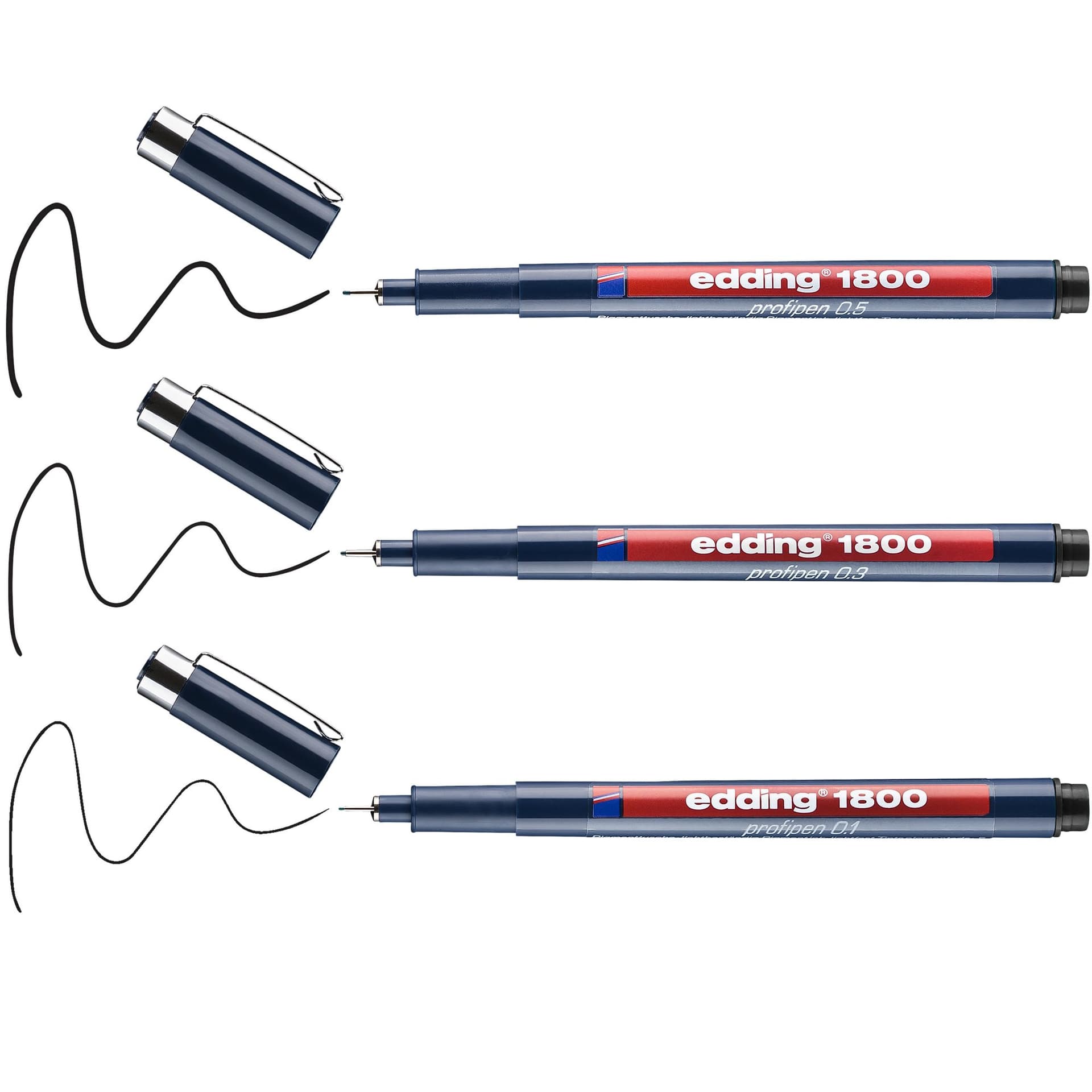 Fineliner edding 1800 0.25mm - 0.35mm - 0.5mm zwart set à 3 stuks 5