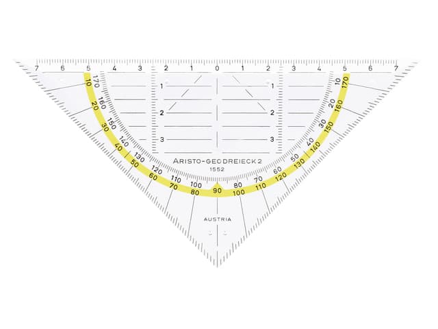 Geodriehoek Aristo 1552 160mm transparant met gele rand