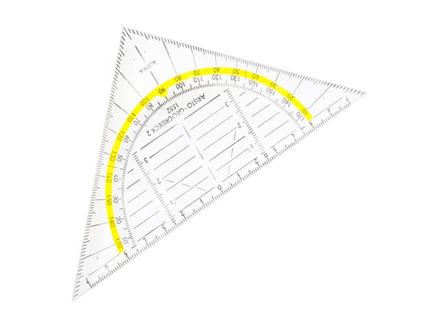 Geodriehoek Aristo 1552 160mm transparant met gele rand 3