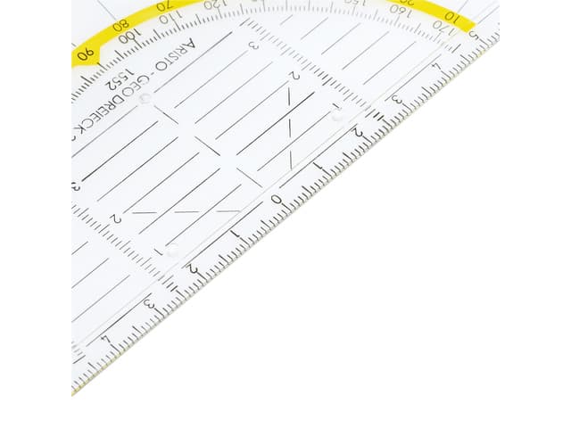 Geodriehoek Aristo 1552 160mm transparant met gele rand 4