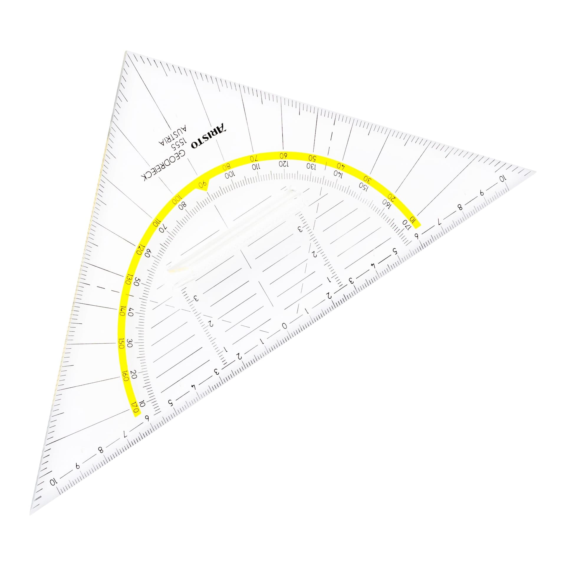 Geodriehoek Aristo 1555/2 225mm met greep transparant 4
