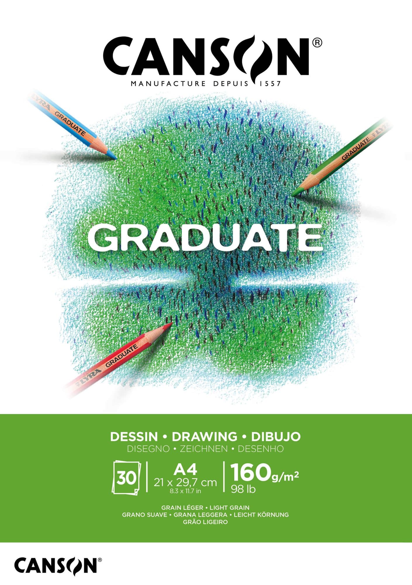 Tekenpapier Canson Graduate Drawing 30vel 160gr A4 helderwit