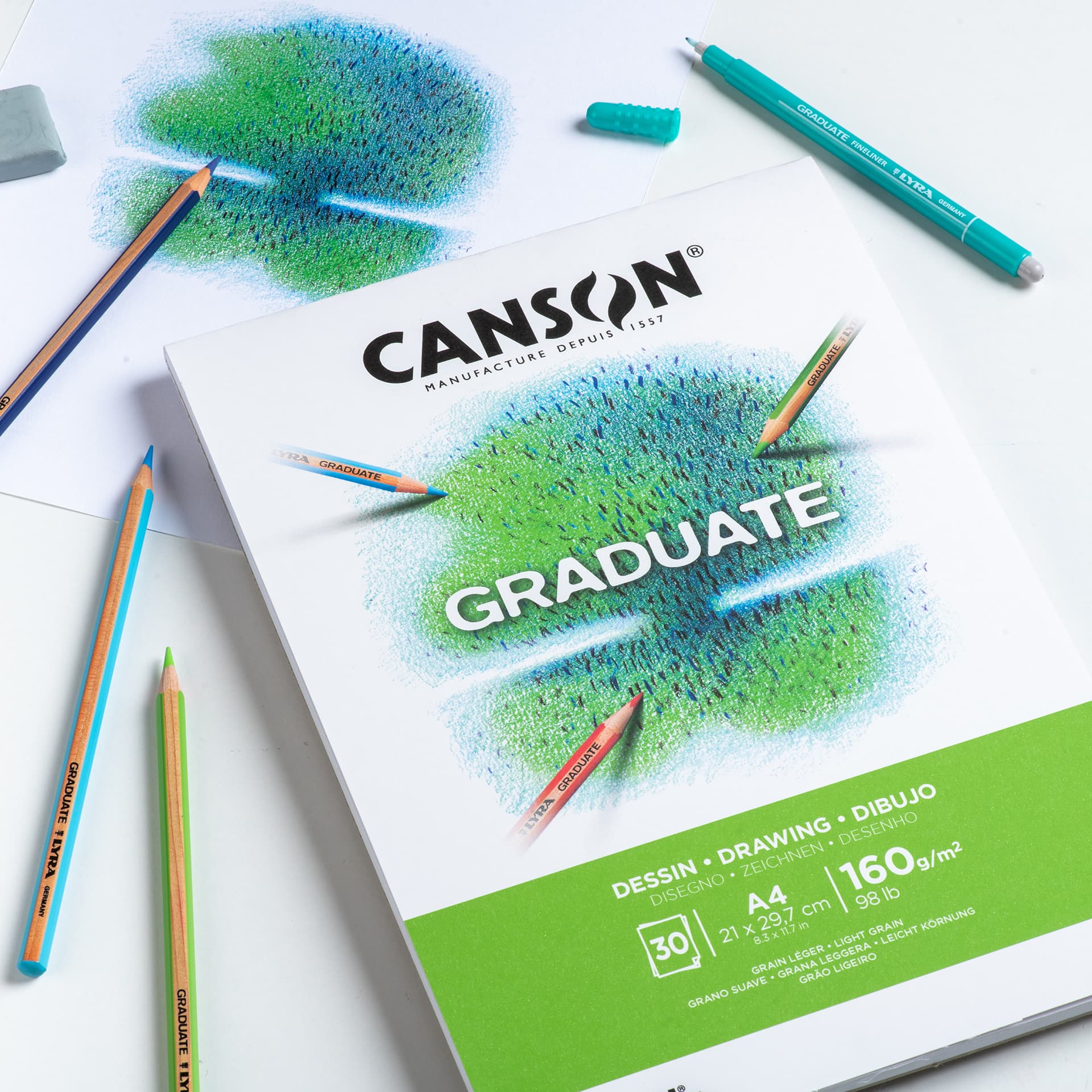Tekenpapier Canson Graduate Drawing 30vel 160gr A4 helderwit 2