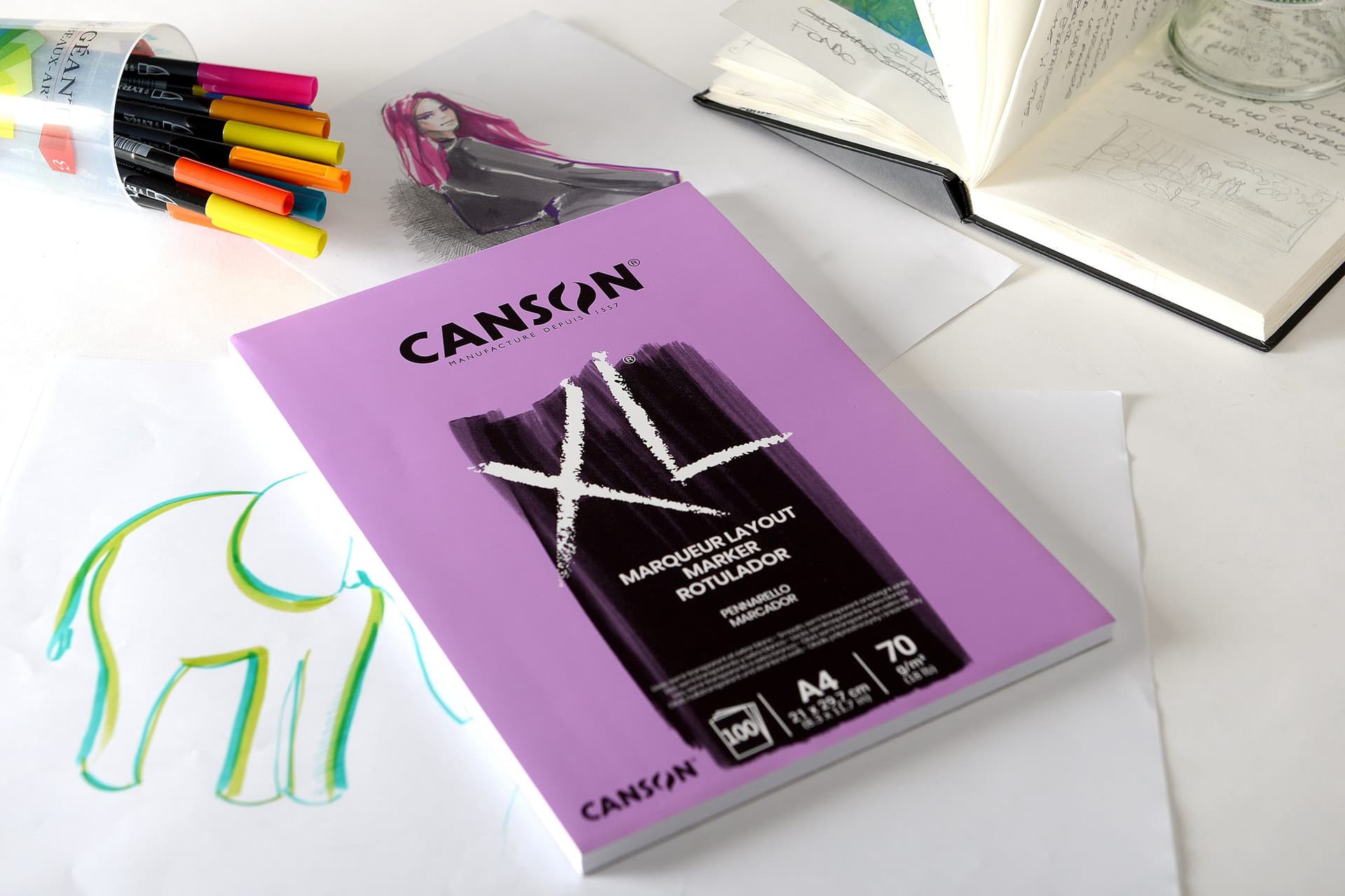 Markerpapier Canson XL Marker 100vel 70gr A4 extra wit 2