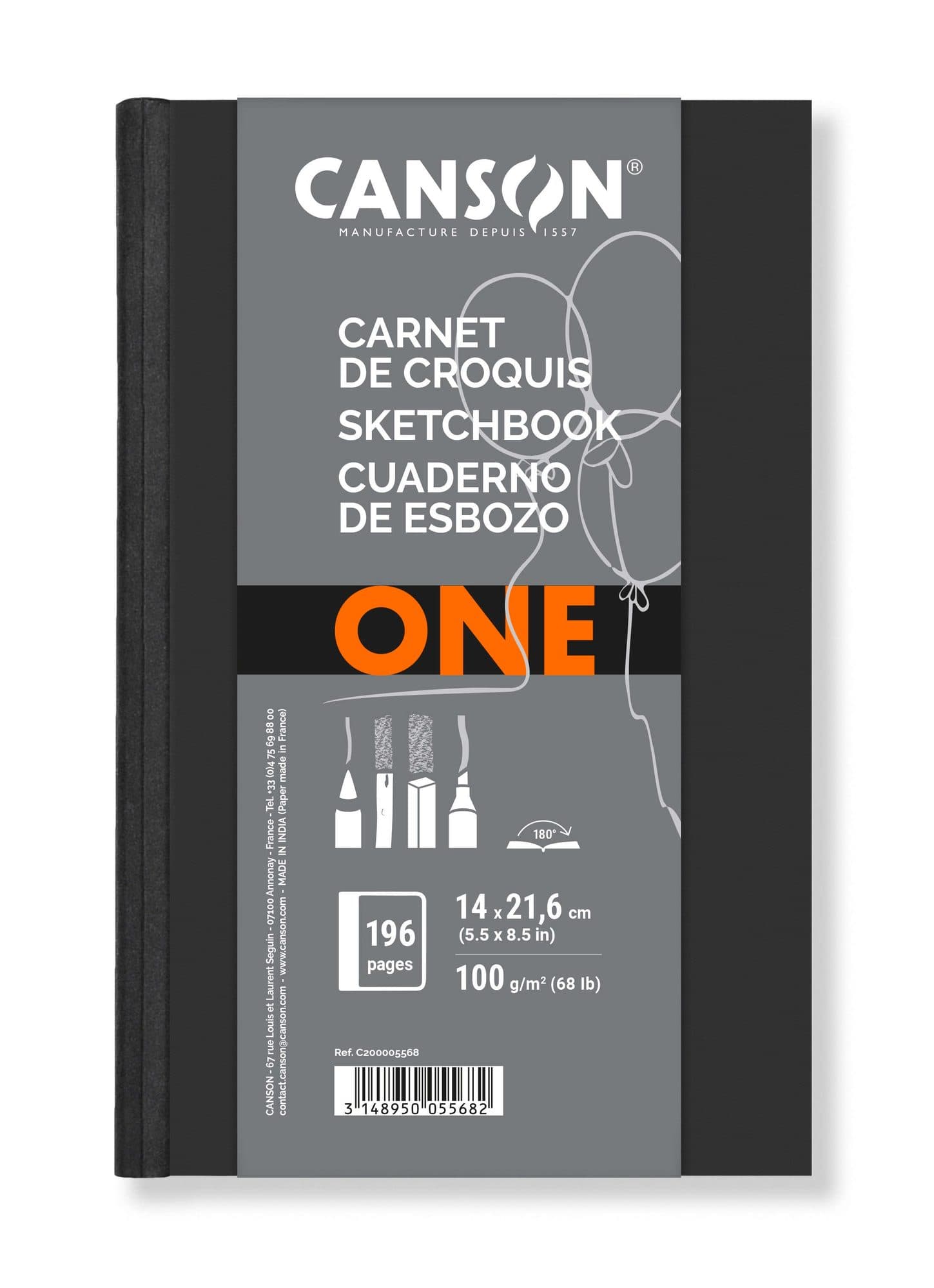 Schetsboek Canson Art Book One hardcover 98vel 100gr 140x216mm wit