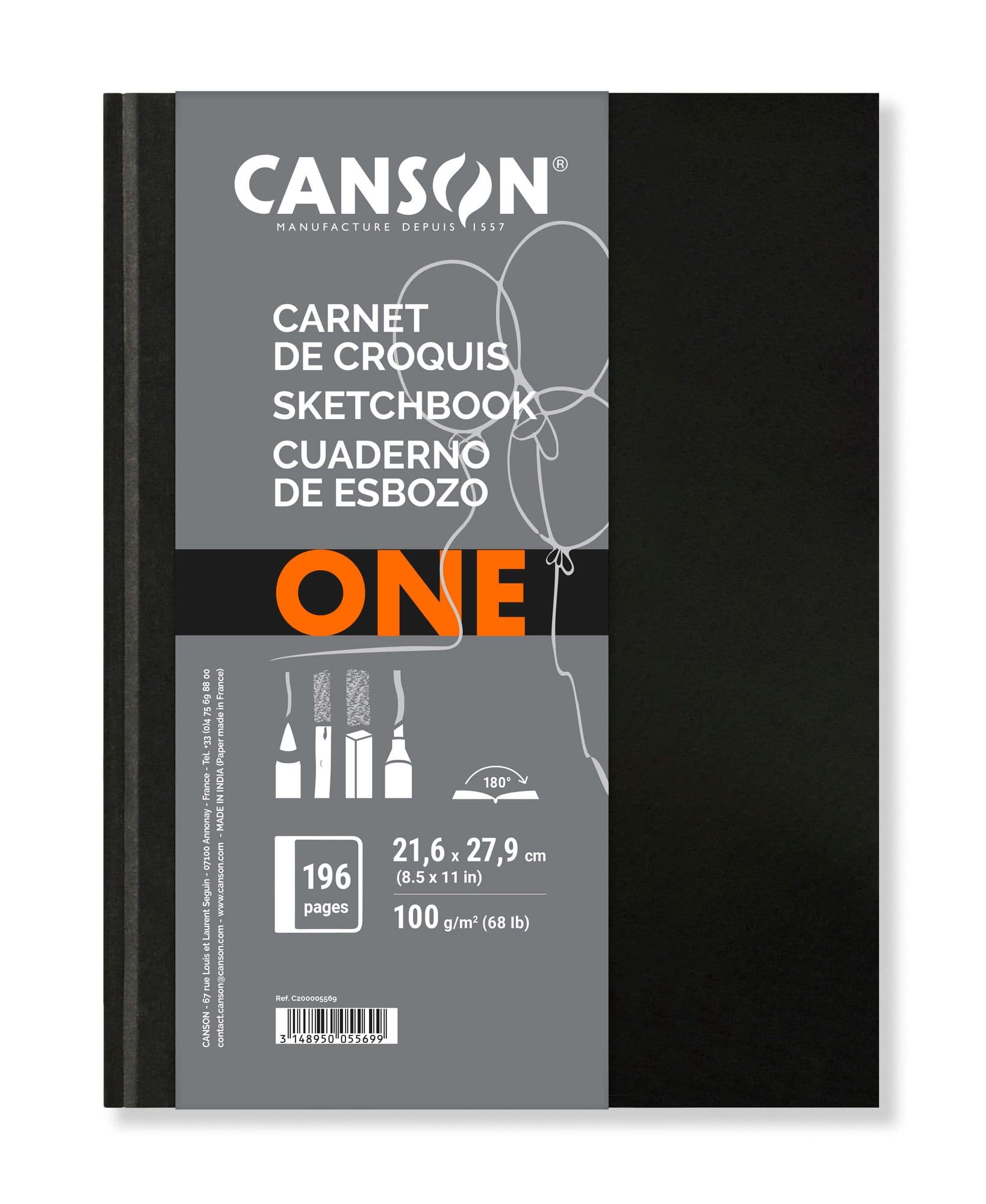 Schetsboek Canson Art Book One hardcover 98vel 100gr 216x279mm wit