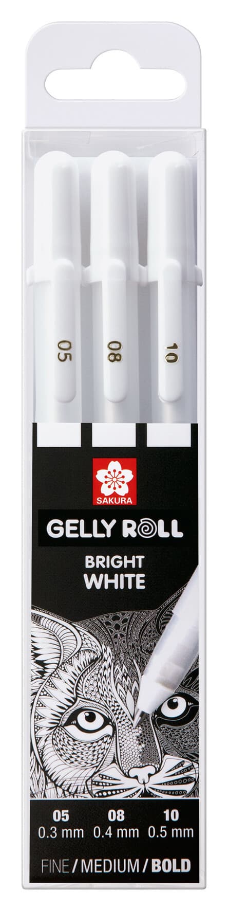 Gelschrijver Sakura Gelly Roll Classic set à 3 breedtes wit 2