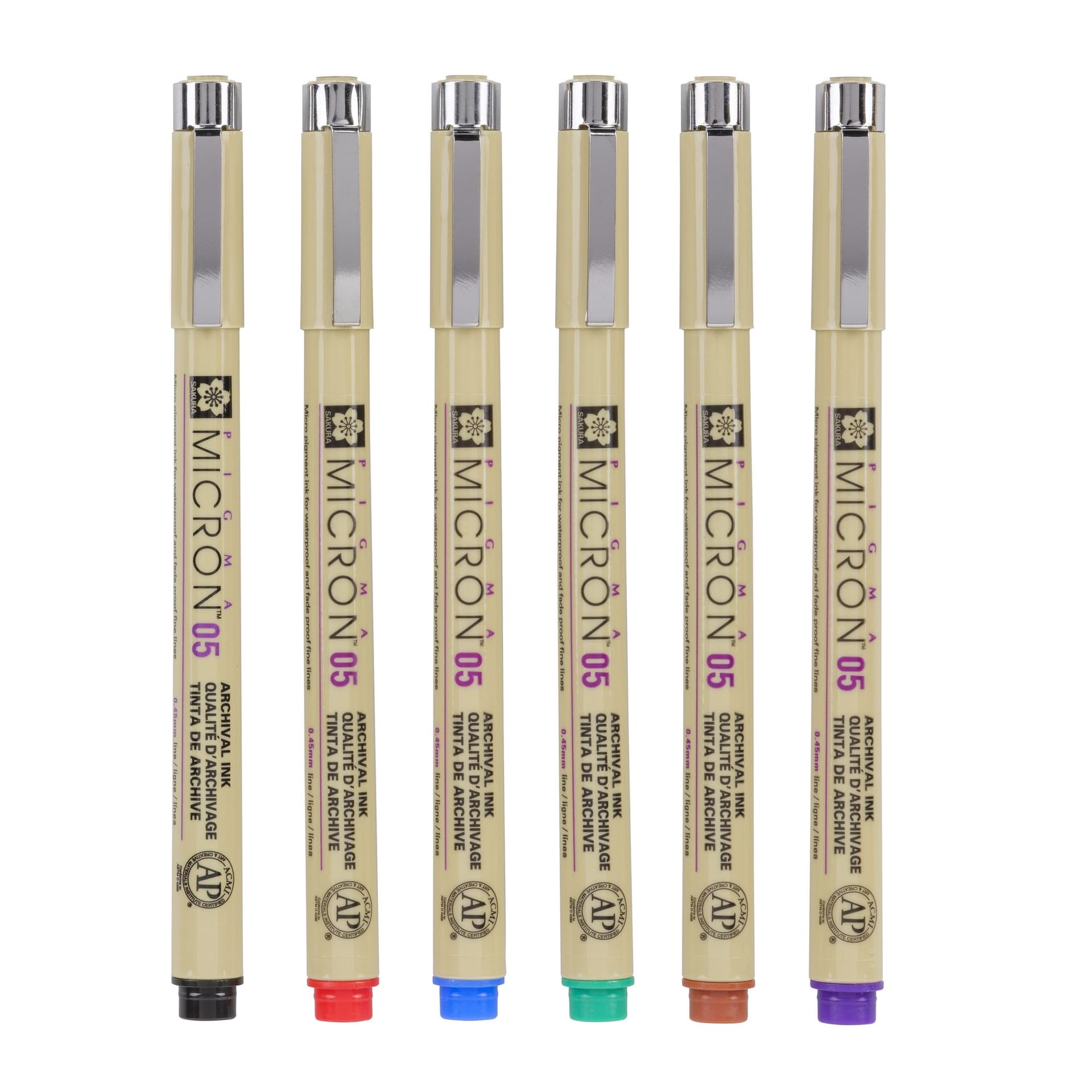 Fineliner Sakura Pigma Micron 05 basic set 6 kleuren 3