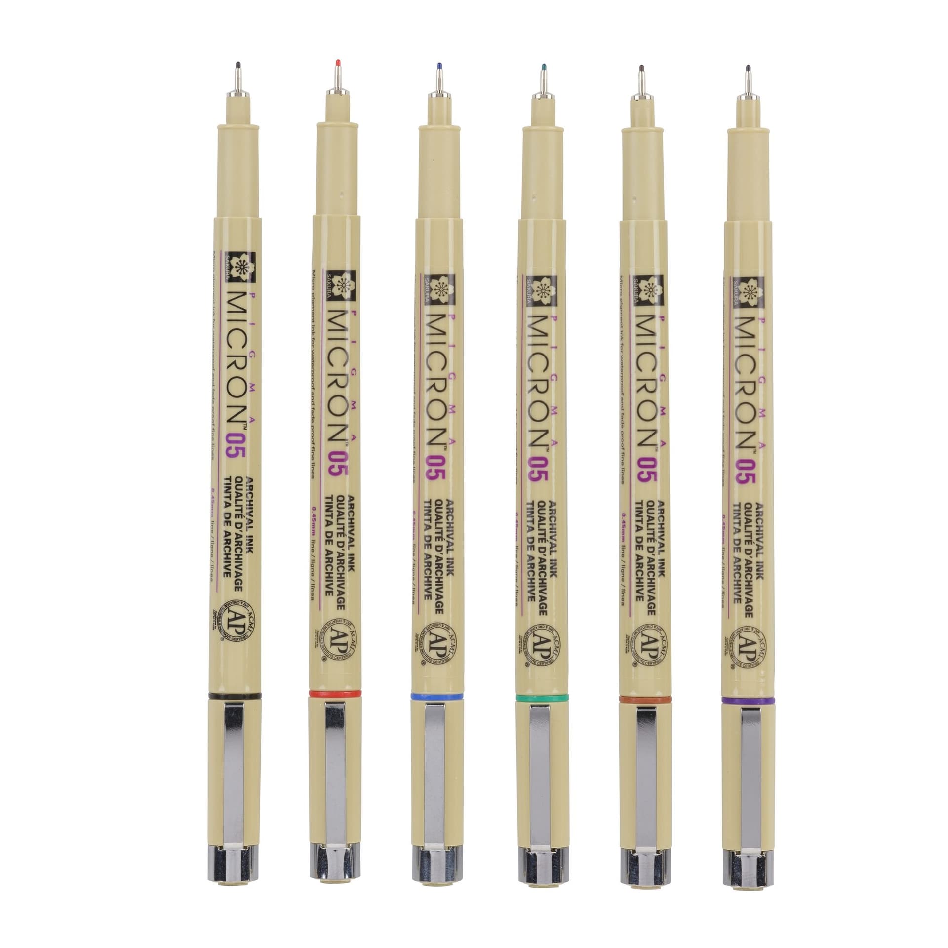 Fineliner Sakura Pigma Micron 05 basic set 6 kleuren 4