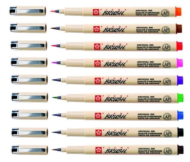 Brushstift Bruynzeel Sakura Pigma assorti 9 stuks 2