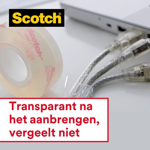 Plakband Scotch Crystal 600 19mmx25m transparant + handdispenser 2