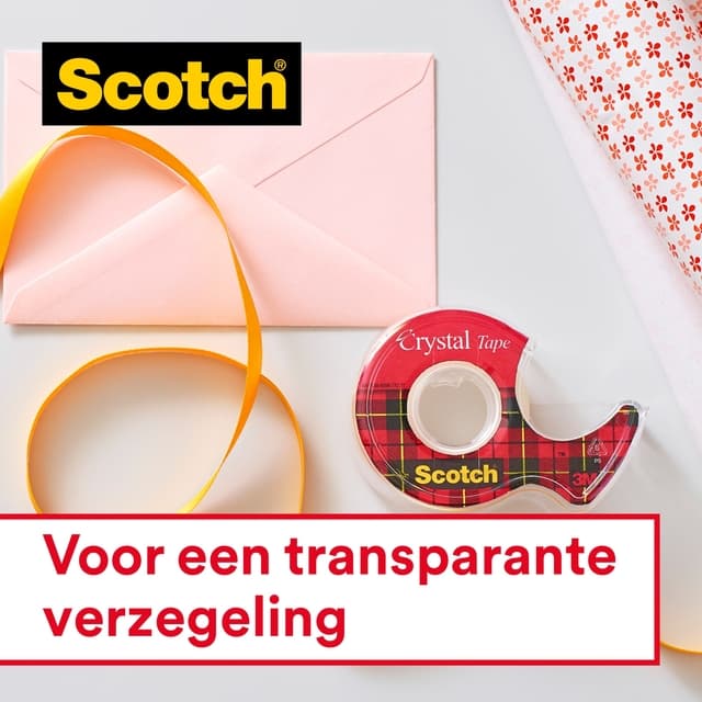 Plakband Scotch Crystal 600 19mmx25m transparant + handdispenser 3