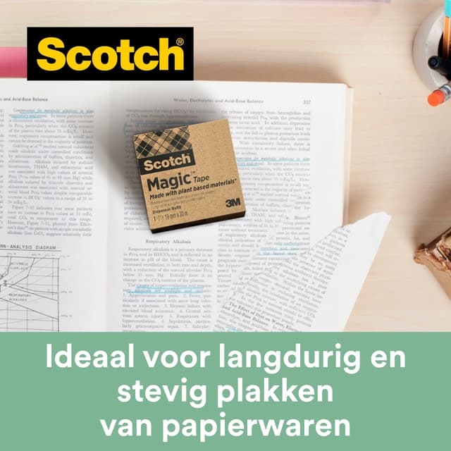 Plakbandhouder Scotch C38 recycled zwart + 3rol magic tape 900 19mmx33m 5