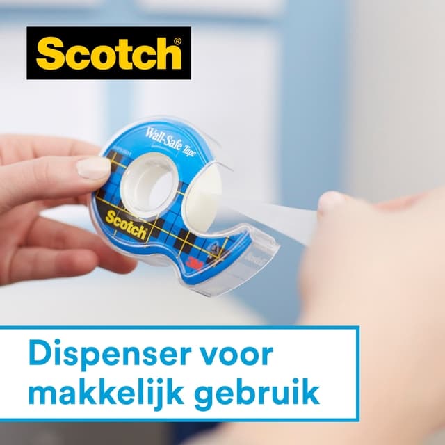 Plakband Scotch 19mmx16.5m Wall Safe + handdispenser 3