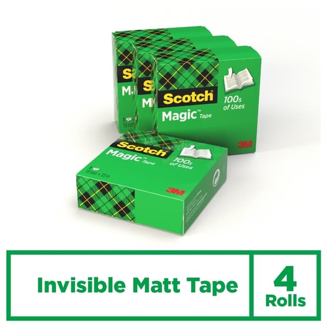 Plakband Scotch Magic 810 19mmx33m onzichtbaar transparant  4 rollen 2
