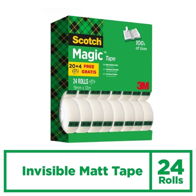 Plakband Scotch Magic 810 19mmx33m onzichtbaar mat 20+4 gratis 2