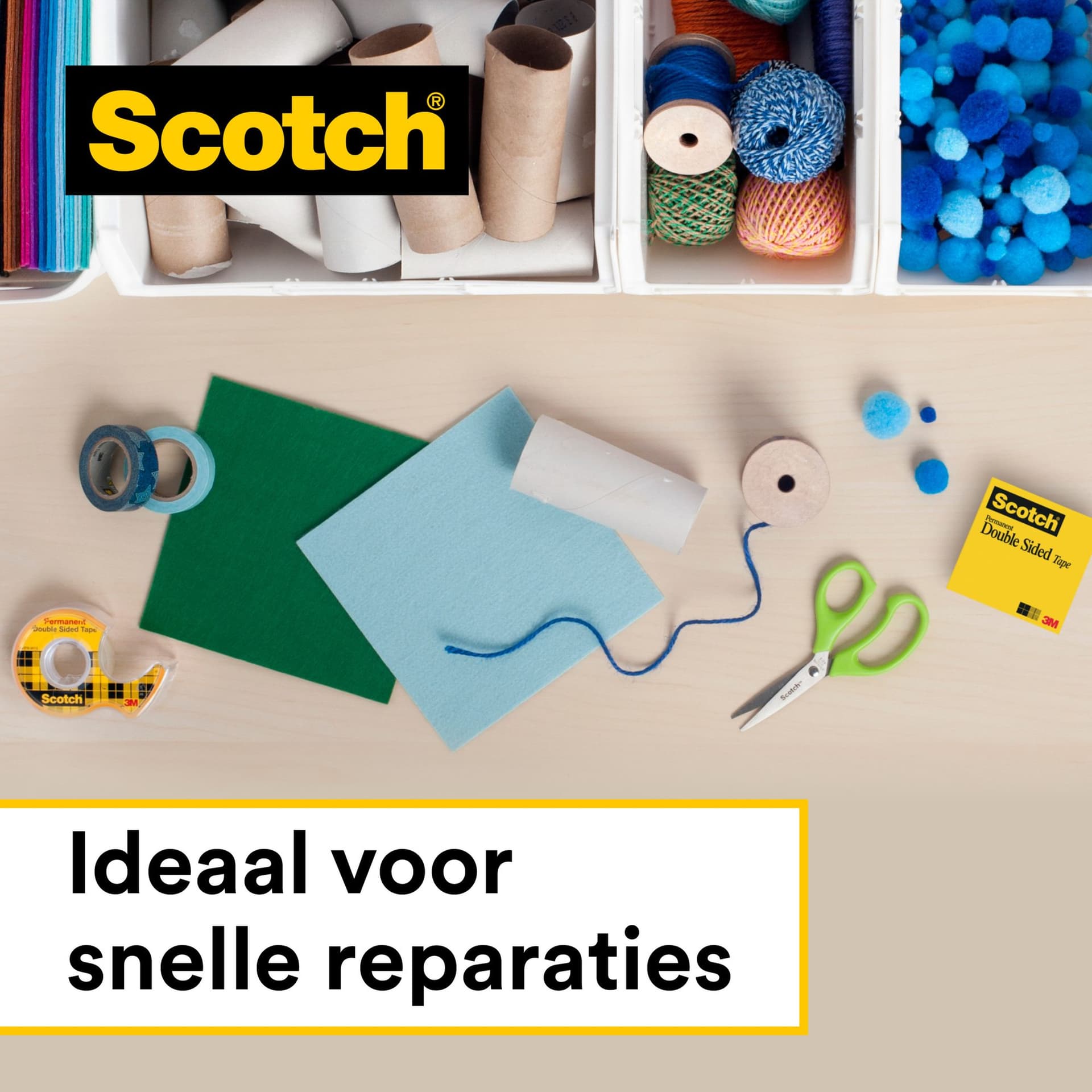 Plakband Scotch 665 12mmx6.3m dubbelzijdig + afroller 4