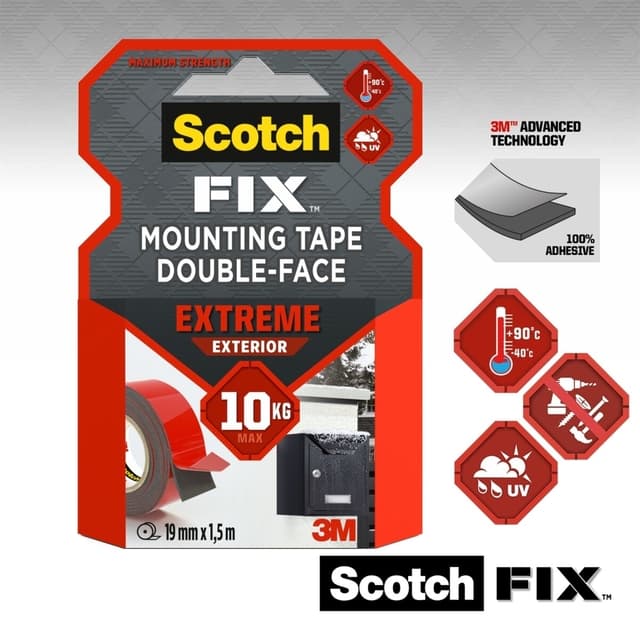 Plakband Scotch Extreme Exterior 19mm x 1,5m dubbelzijdig 2