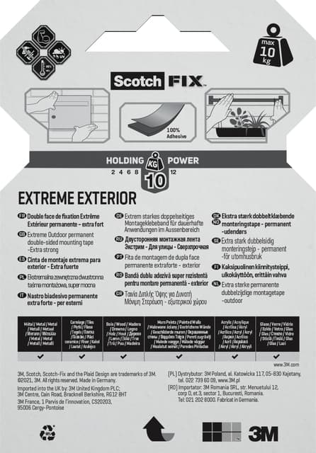Plakband Scotch Extreme Exterior 19mm x 1,5m dubbelzijdig 3