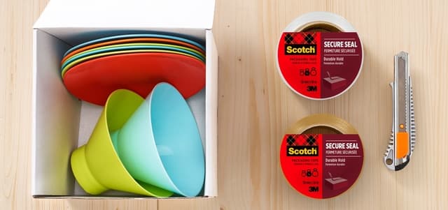 Verpakkingstape dispenser Scotch met 2 rollen Secure seal tape 50mmx66m bruin 2