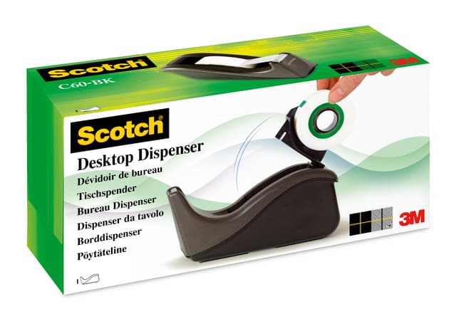 Plakbandhouder Scotch C60 zwart + 1rol magic tape 19mmx33m 3