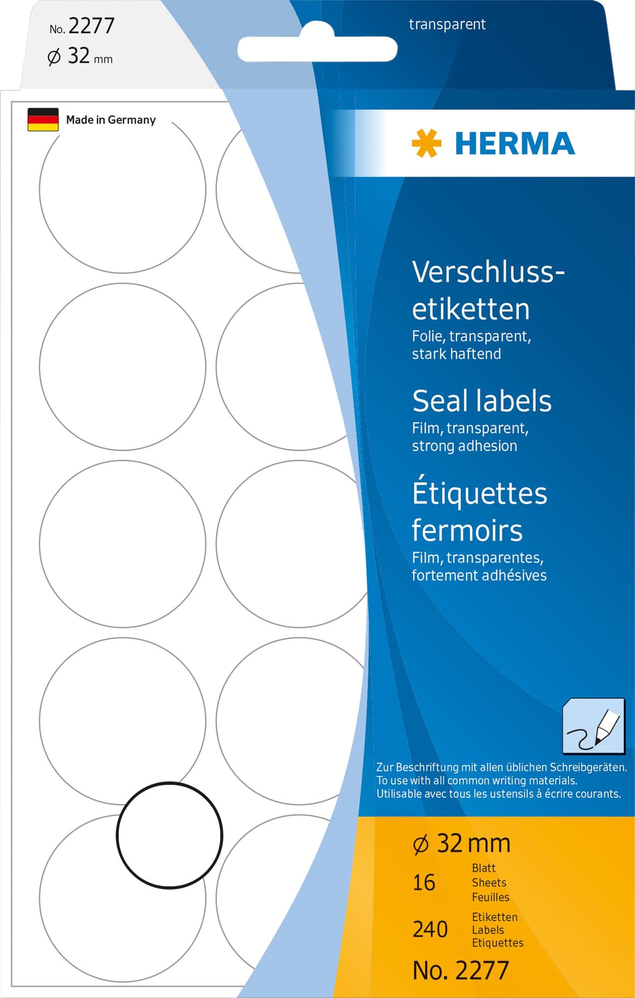 Etiket HERMA 2277 rond 32mm transparant 240 stuks