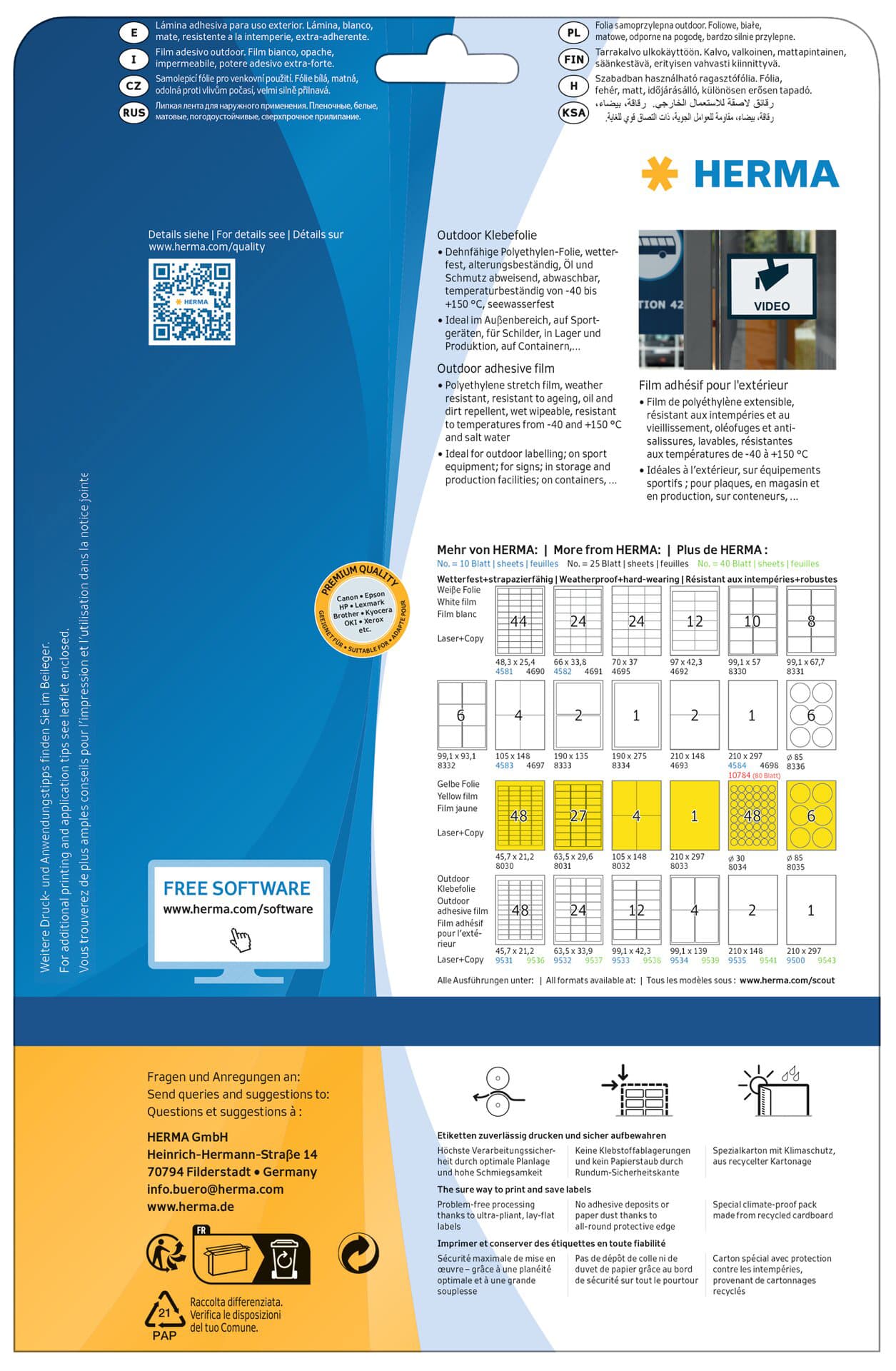 Etiket HERMA 9500 210x297mm weerbestendig wit 10 stuks 2