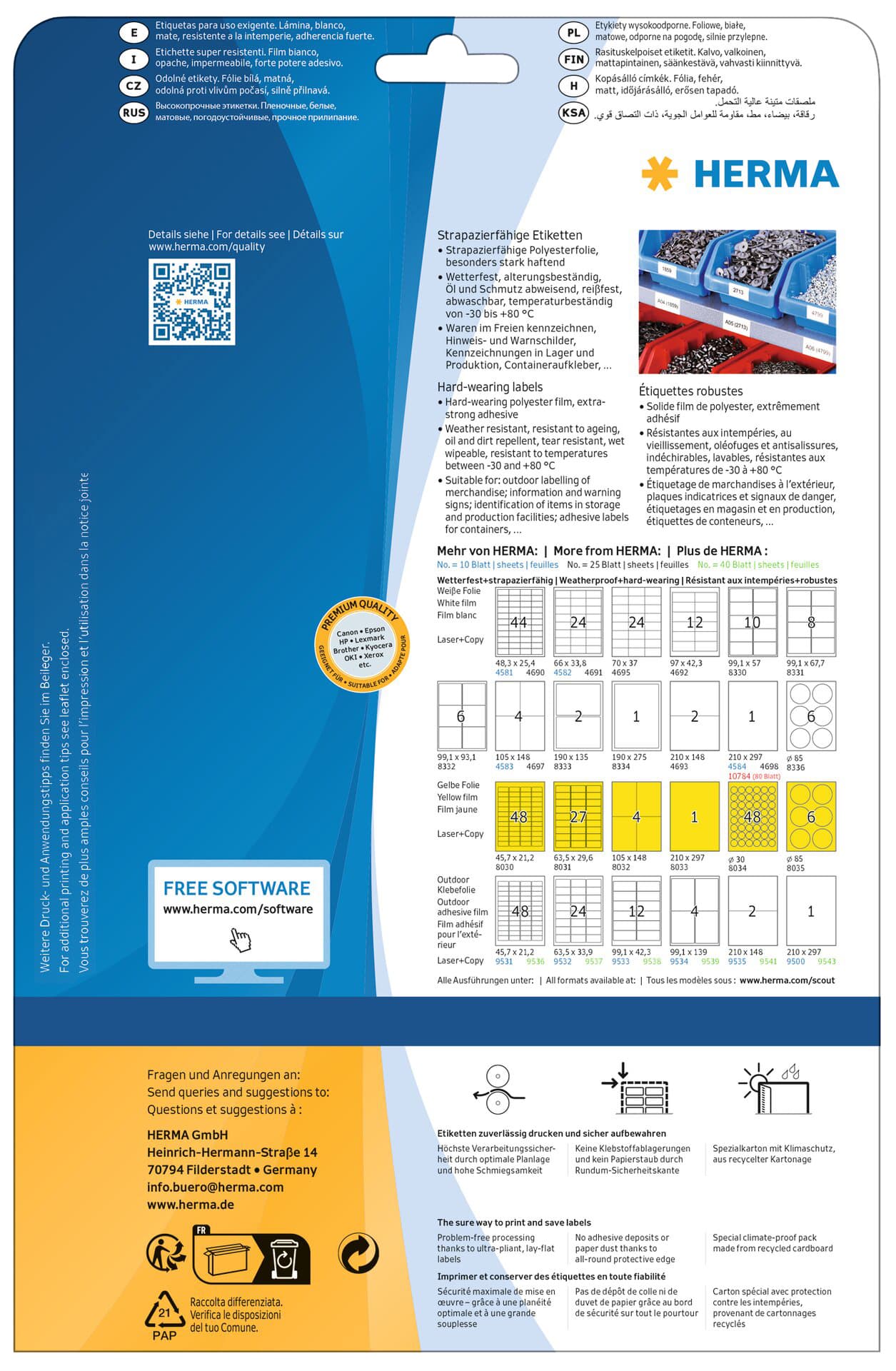 Etiket HERMA 8029 99.1x42.3mm weerbestendig geel 300 stuks 2