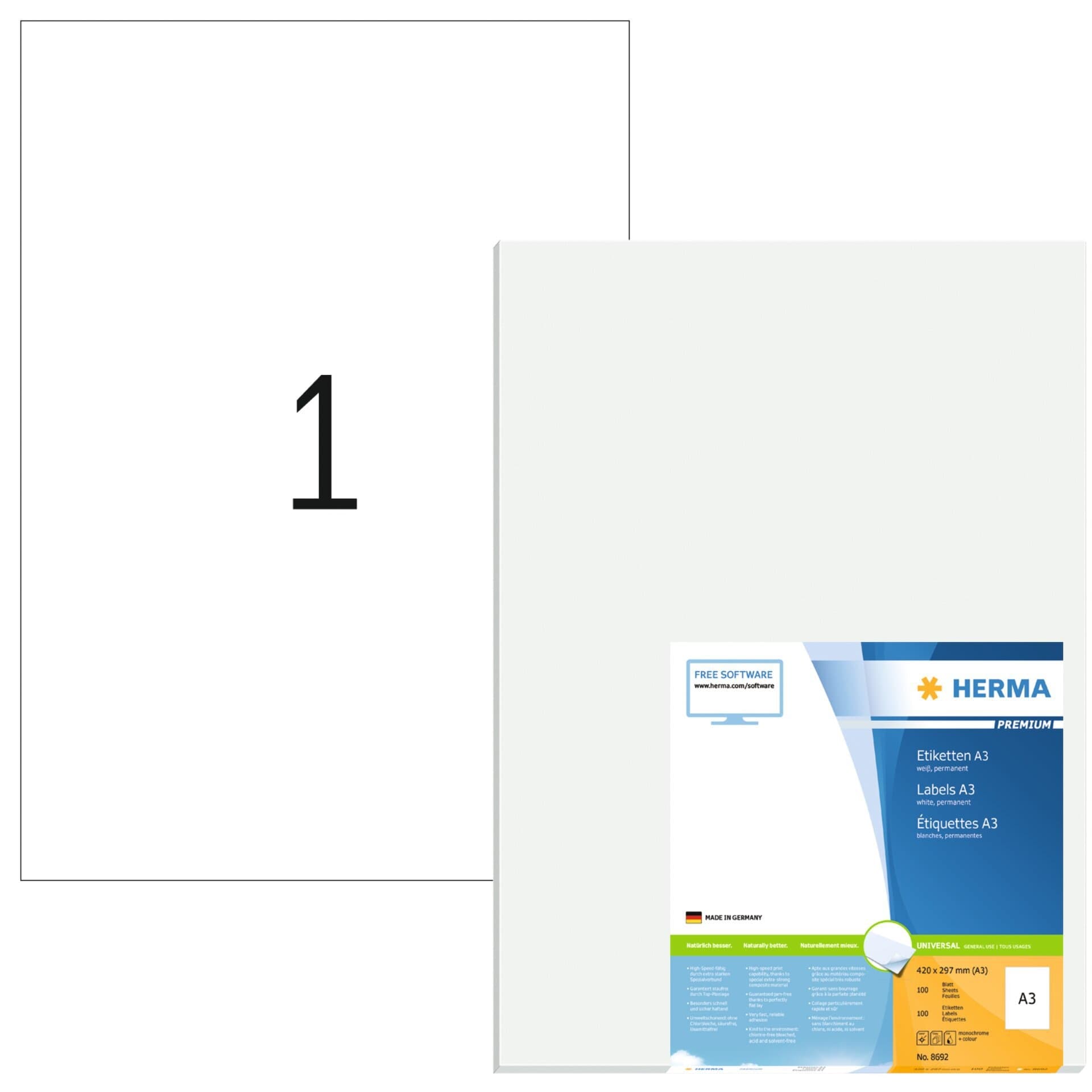 Etiket HERMA 8692 A3 420x297mm 100 stuks