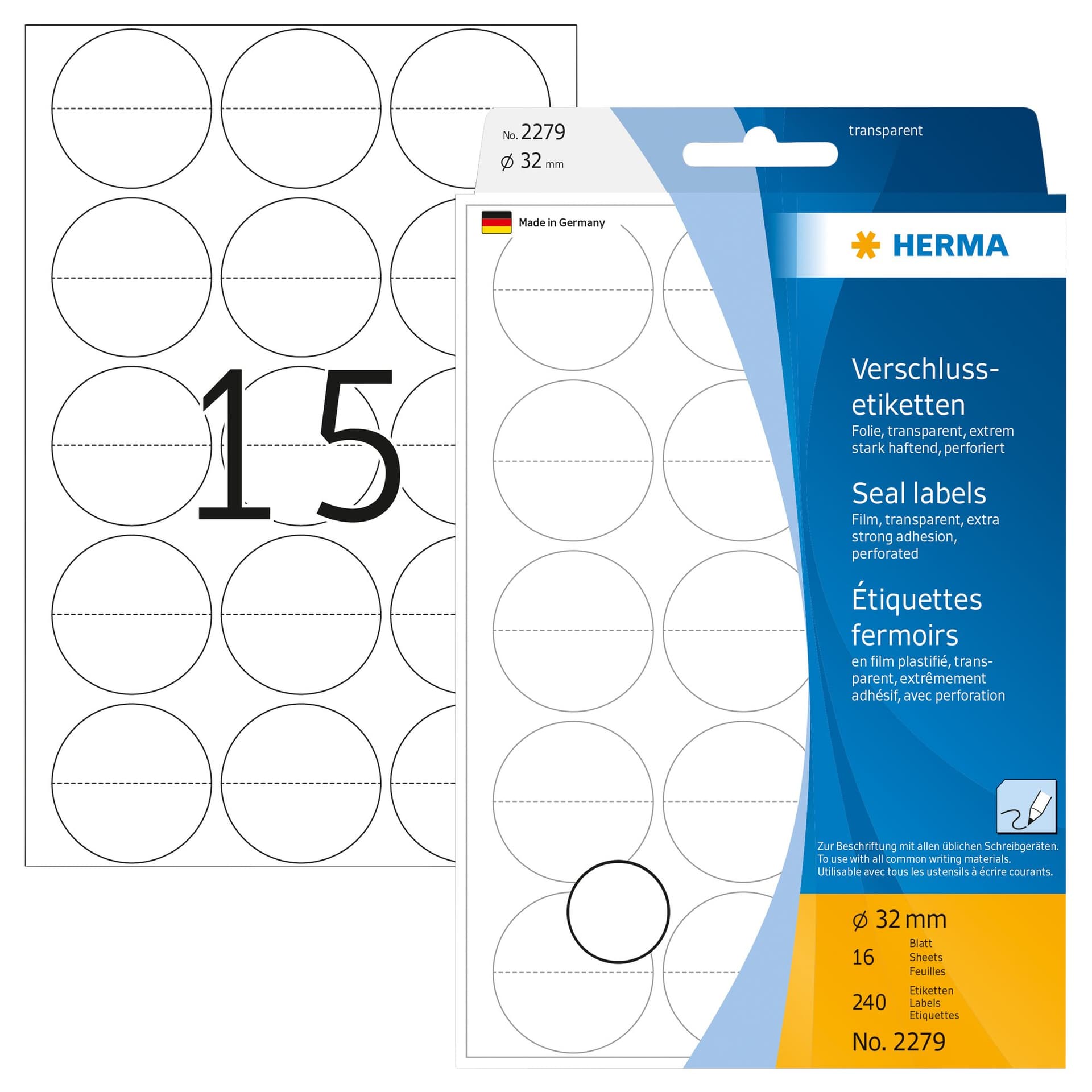 Etiket HERMA 2279 32mm transparant 240 stuks 2