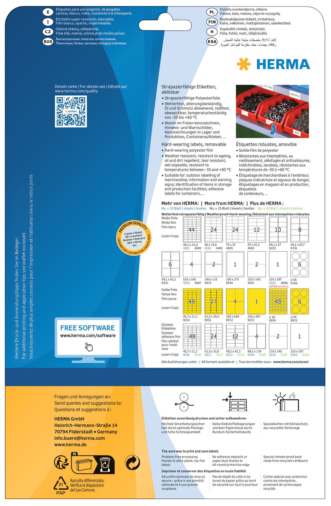 Etiket HERMA 4572 48.3x25.4mm folie wit 880 stuks 2