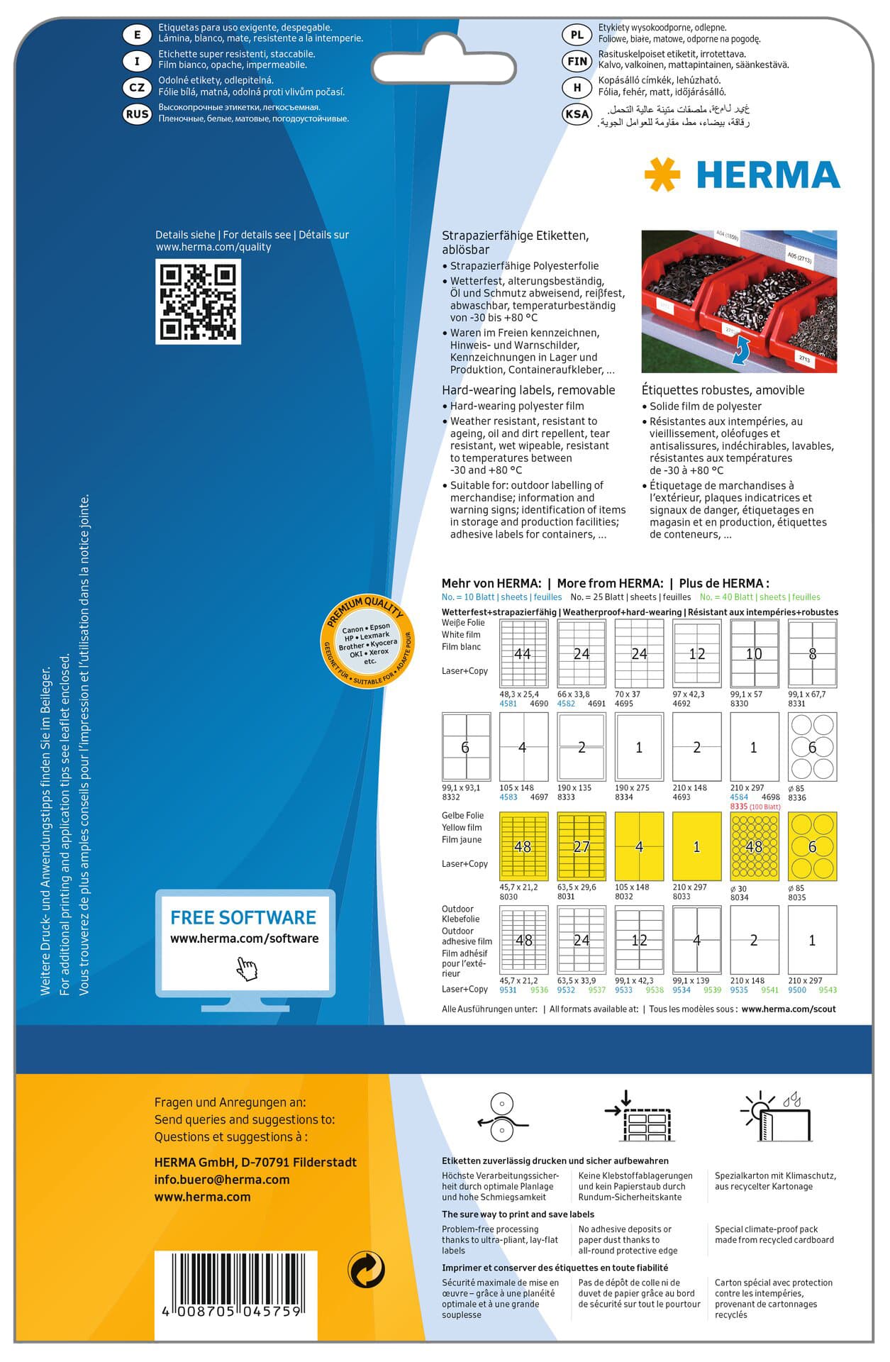Etiket HERMA 4575 99.1x67.7mm folie wit 160 stuks 3