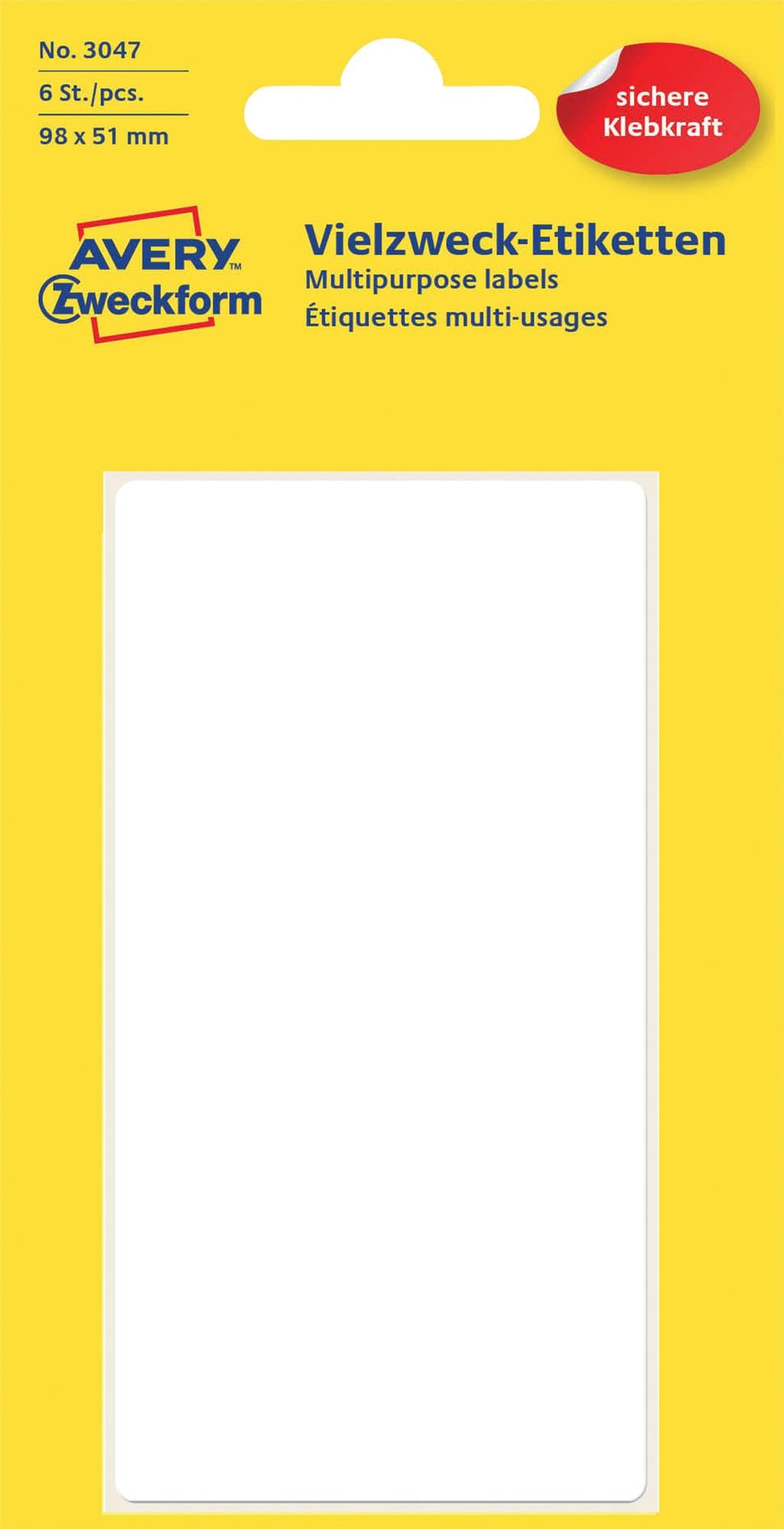 Etiket Avery 3047 98x51mm wit 6 stuks