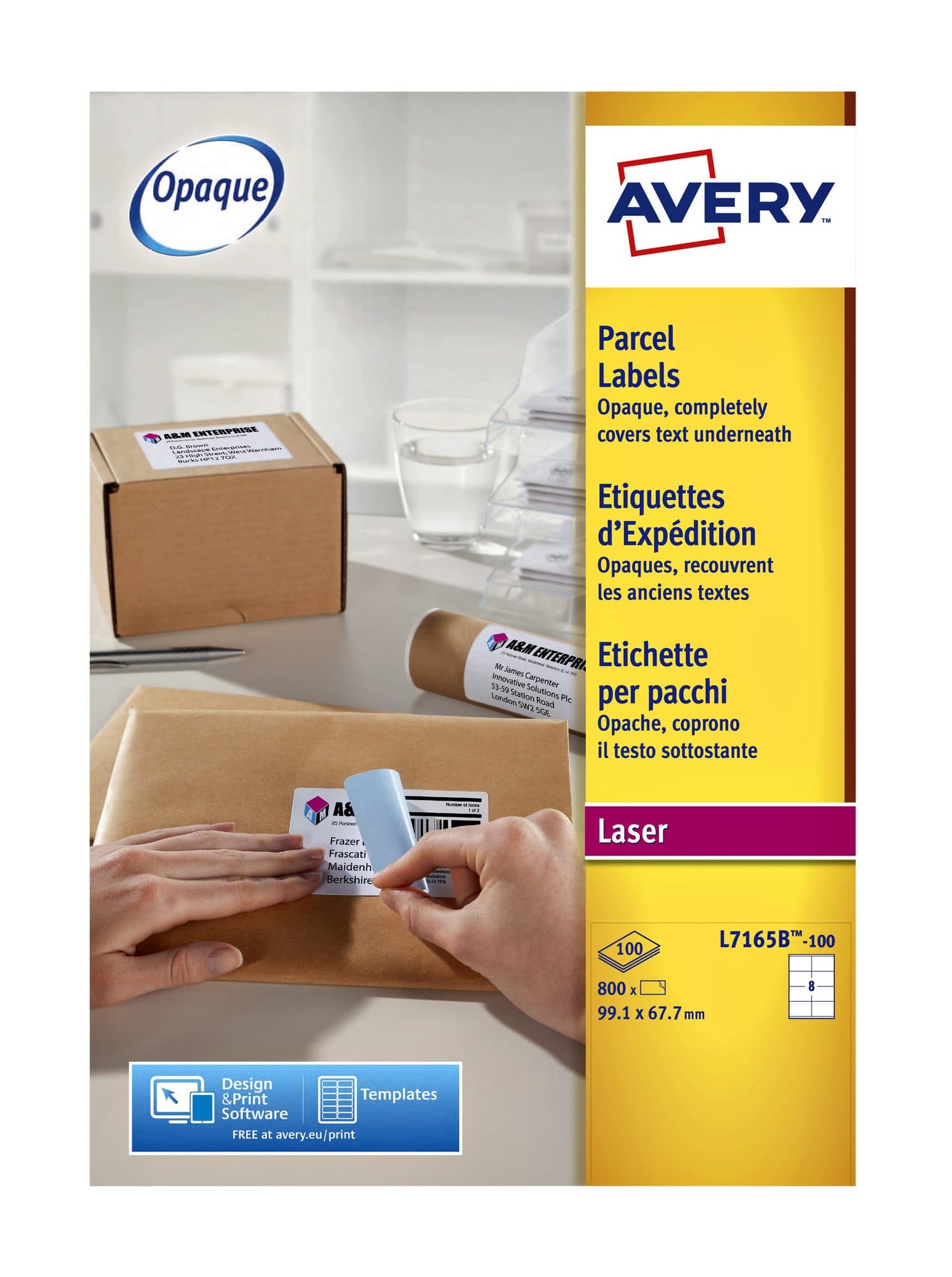 Etiket Avery L7165B-100 99.1x67.7mm blockout 800 stuks 2