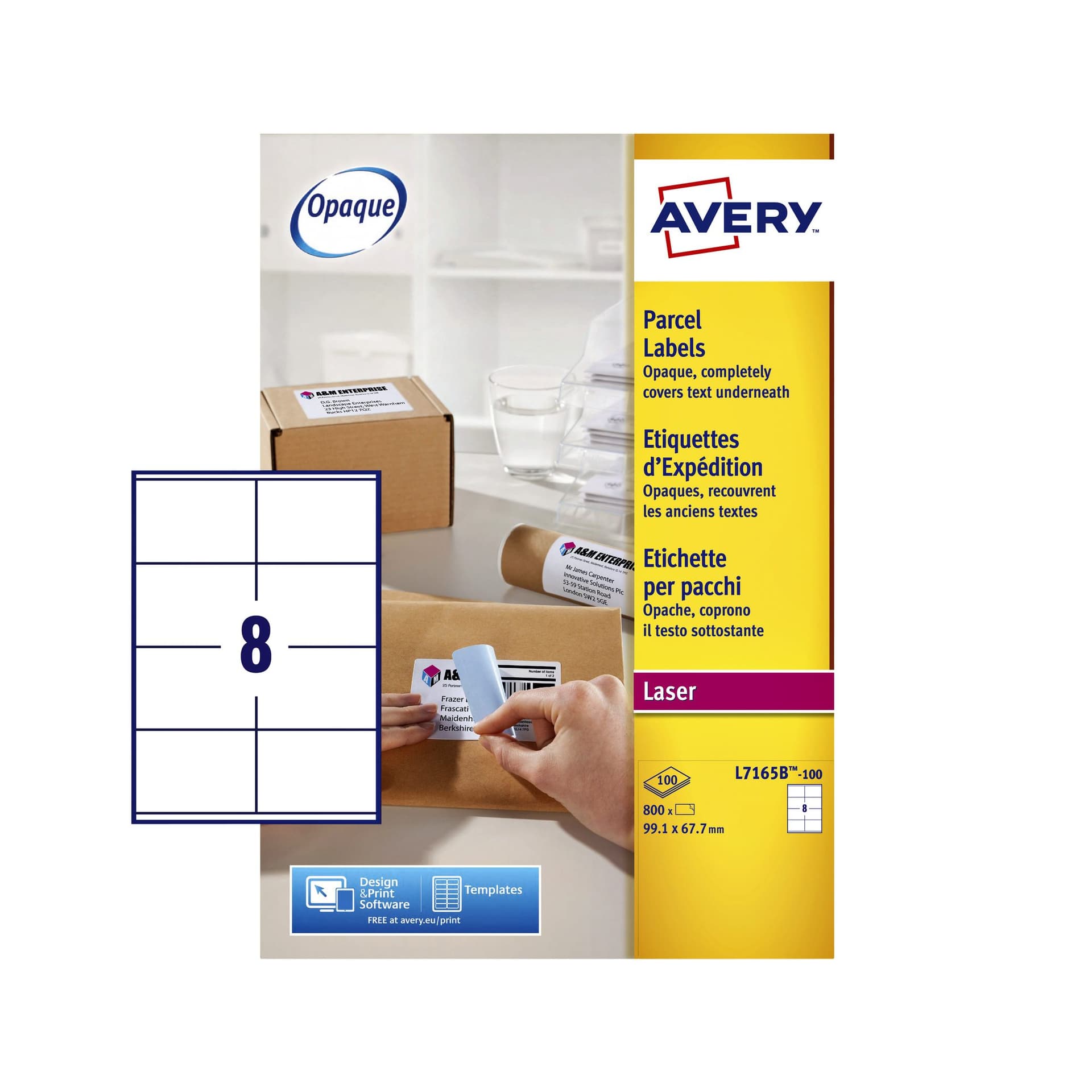 Etiket Avery L7165B-100 99.1x67.7mm blockout 800 stuks