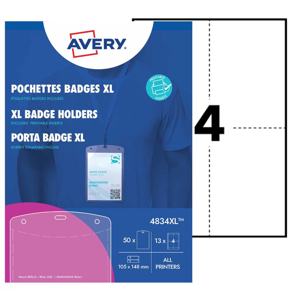 Badge Avery 4834 A6 hoes + insteekkaarten 10 stuks 2