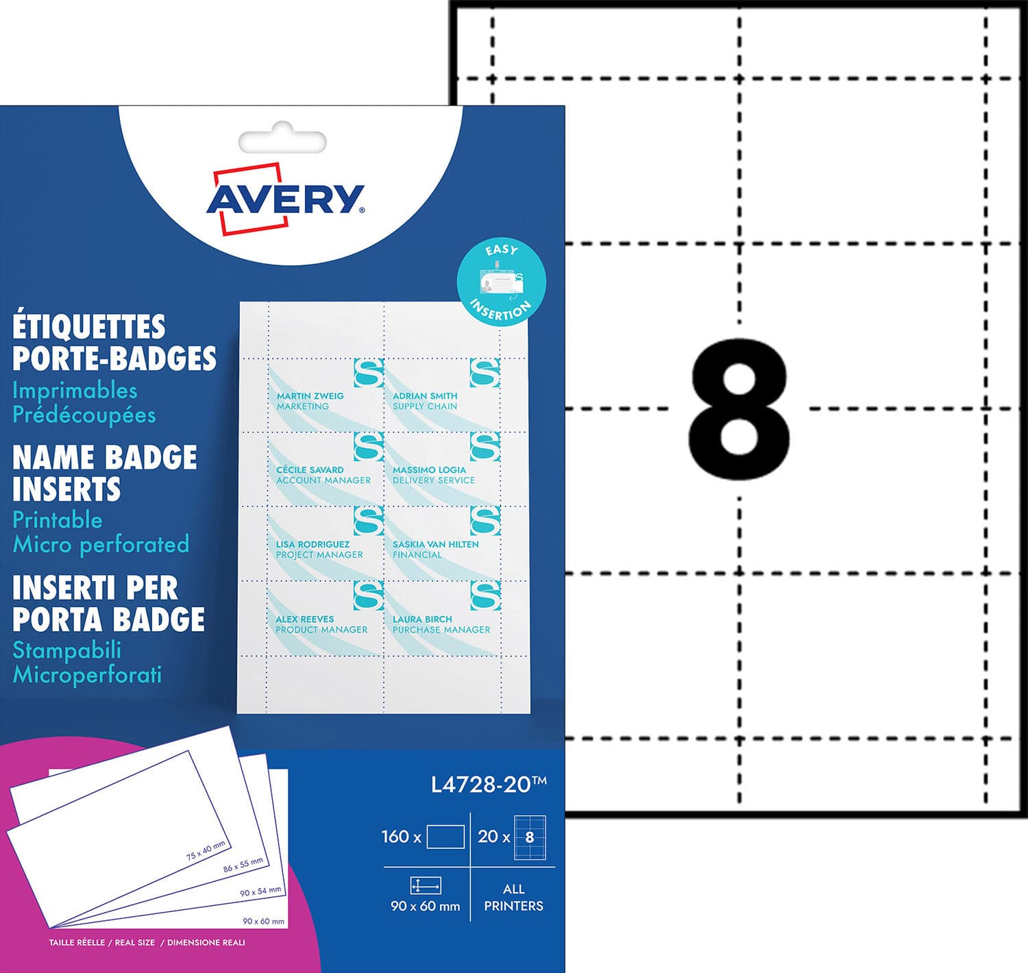 Badgekaart Avery L4728-20 60x90mm microperforatie 20 vel 2