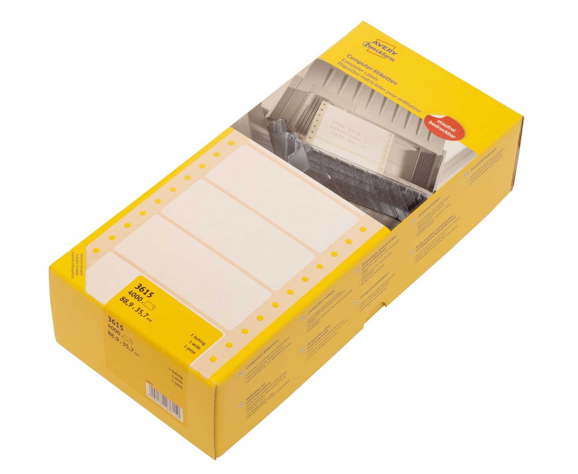 Etiket Avery 3615 88.9x35.7mm 1-baans wit 4000 stuks