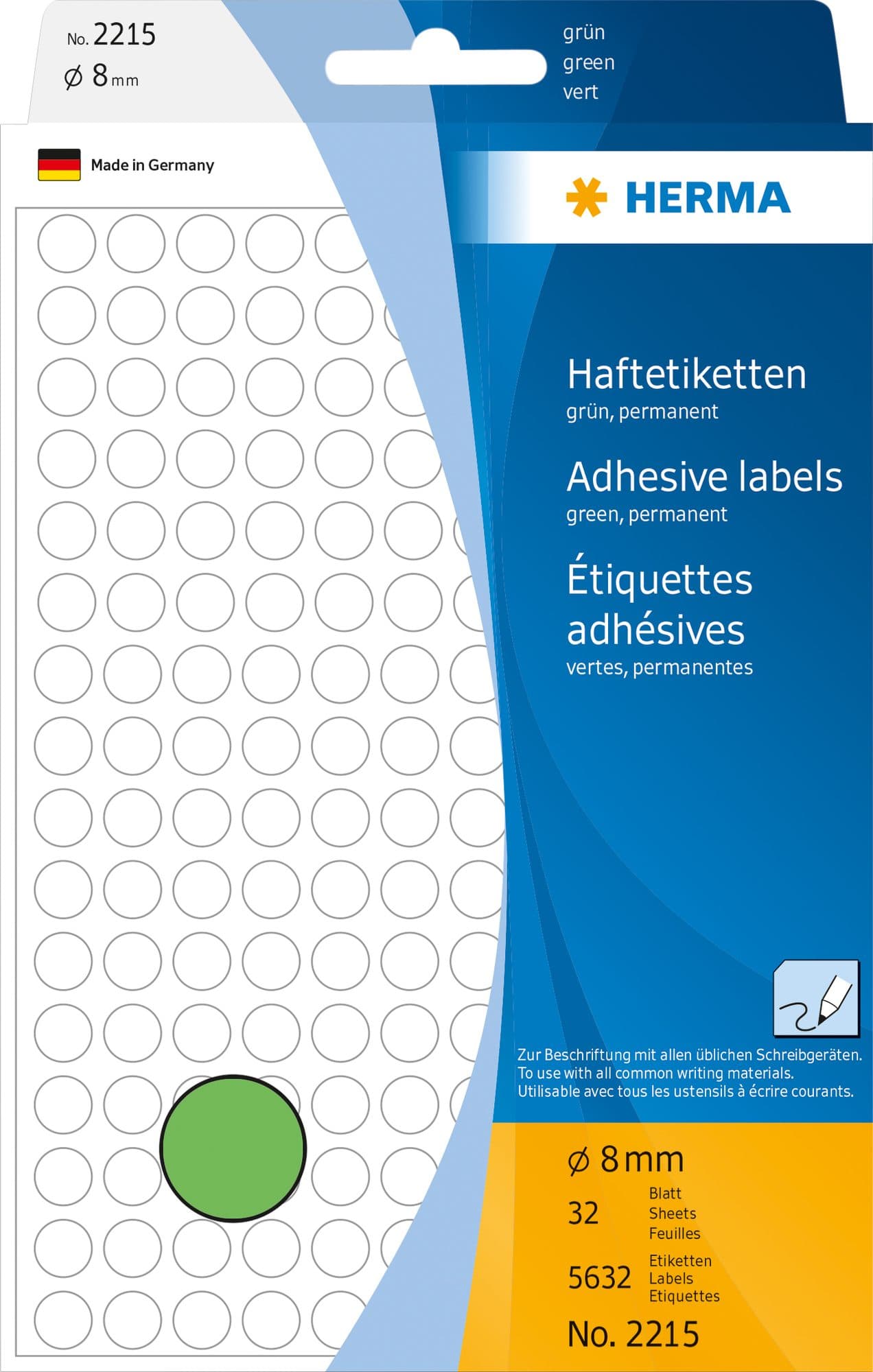 Etiket HERMA 2215 rond 8mm groen 5632 stuks