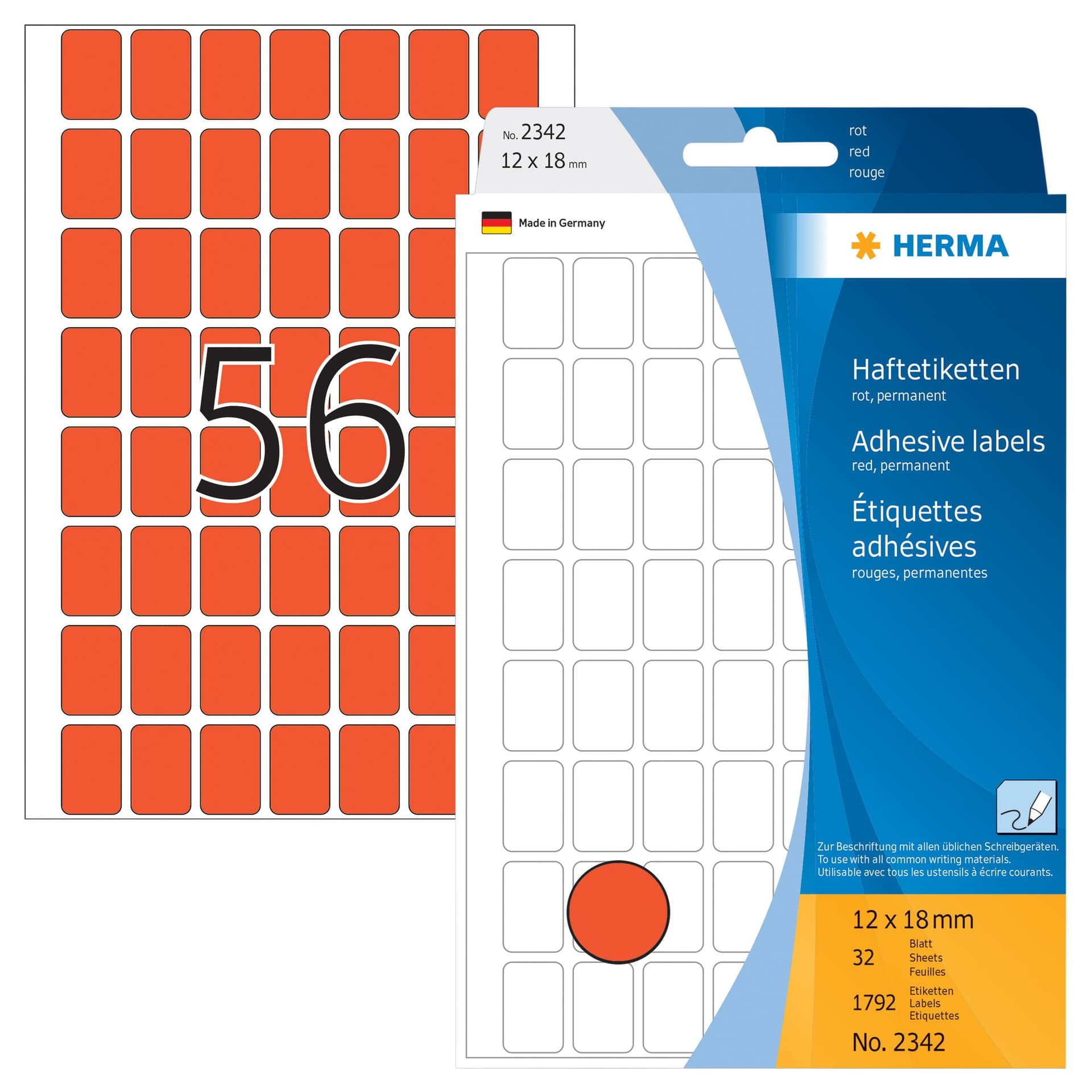 Etiket HERMA 2342 12x18mm rood 1792 stuks 2