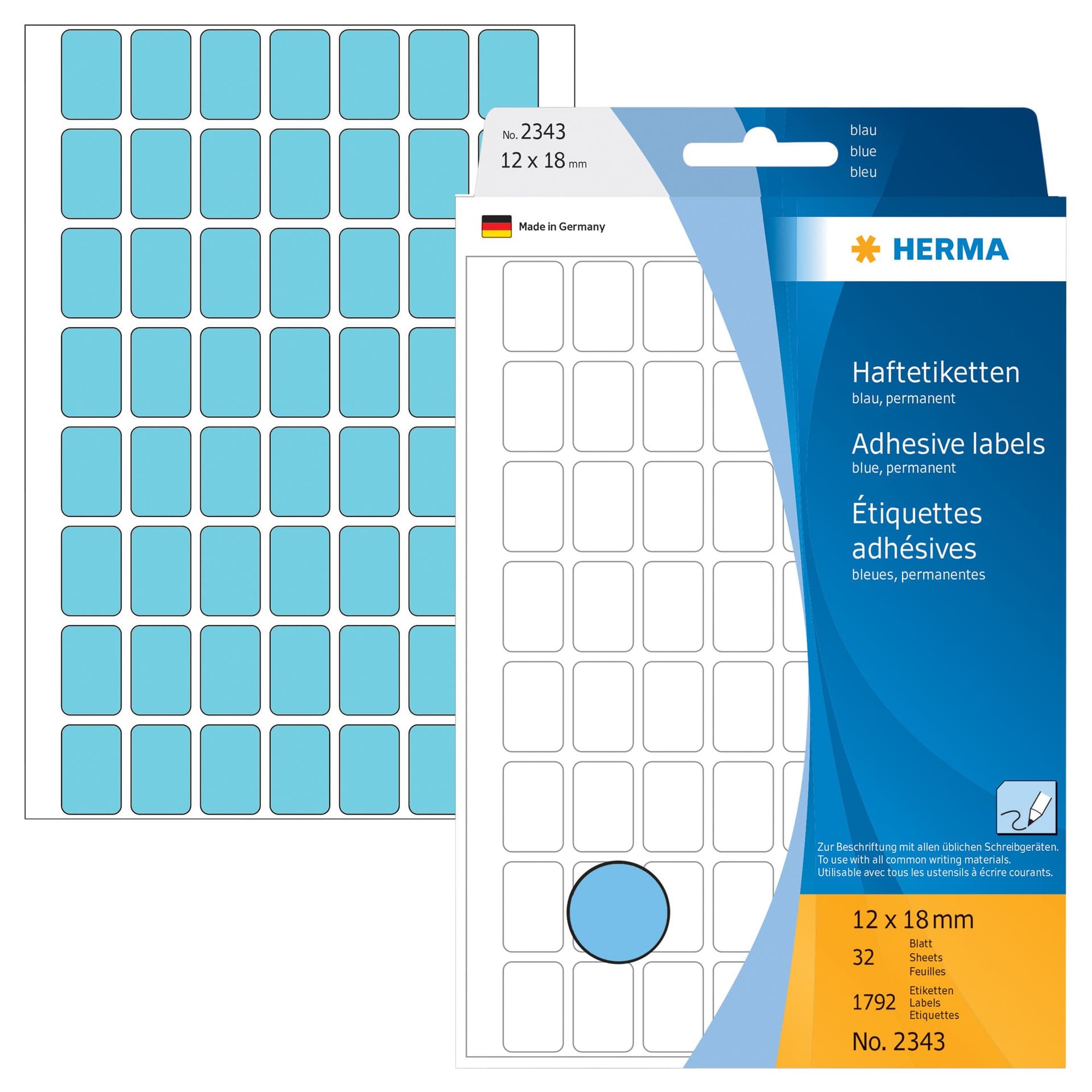 Etiket HERMA 2343 12x18mm blauw 1792 stuks 2