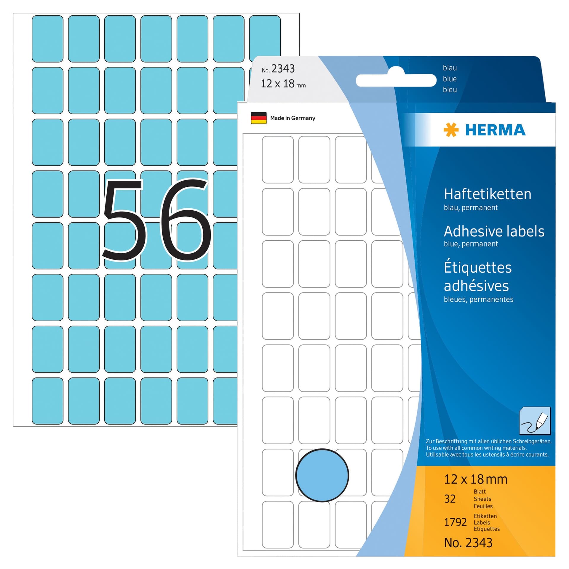 Etiket HERMA 2343 12x18mm blauw 1792 stuks 3