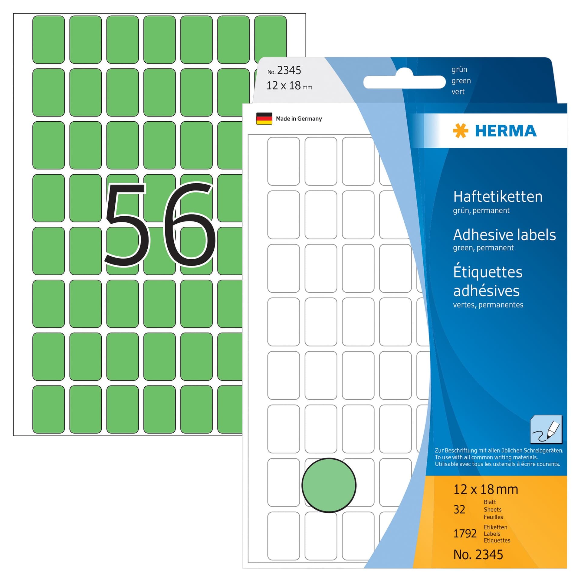 Etiket HERMA 2345 12x18mm groen 1792 stuks 3